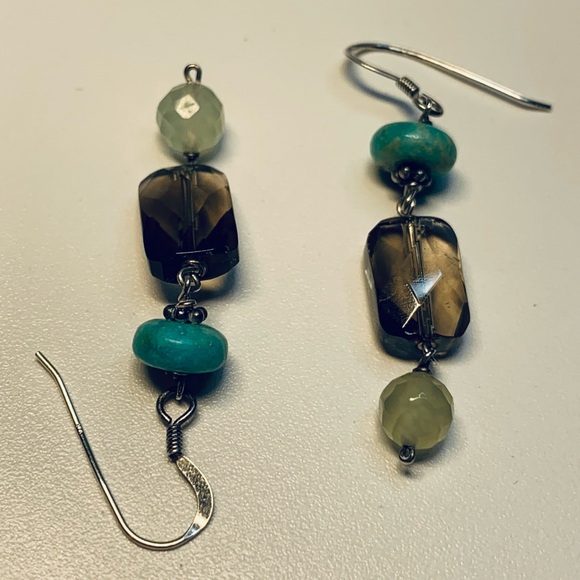 Silpada RARE HTF Sterling Turquoise, Peridot & Smoky Quartz Dangle Earrings - Picture 14 of 15